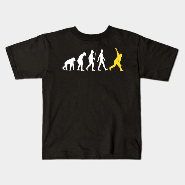 Cricket Evolution Bowler Batsman Player Fans Kids T-Shirt by alltheprints